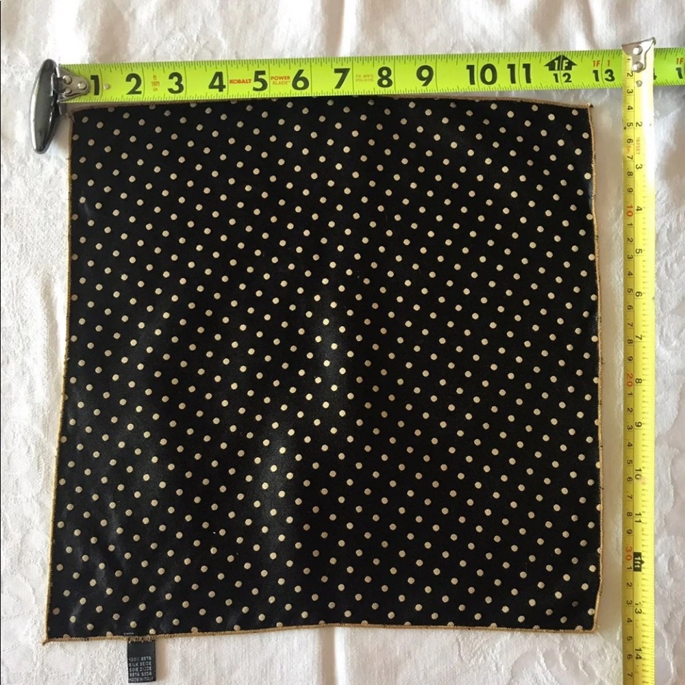 VTG Yellow/Black Dots 100% Silk Handkerchief.